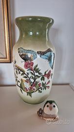 vaso di ceramica fiori e farfalle 
