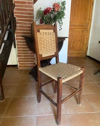 sedie legno e paglia intrecciata