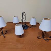Lampadario a sospensione con 2 abat-jour