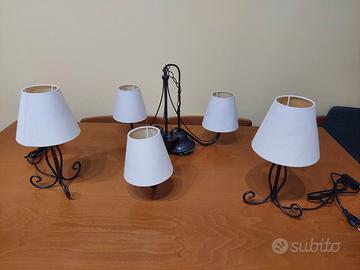 Lampadario a sospensione con 2 abat-jour