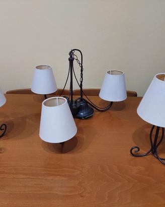 Lampadario a sospensione con 2 abat-jour