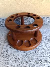 Portapipe vintage in legno a carosello (9 posti) 