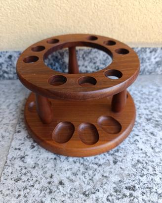 Portapipe vintage in legno a carosello (9 posti) 