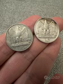 2 Monete in Argento 1930, 5 lire “Aquilotto”