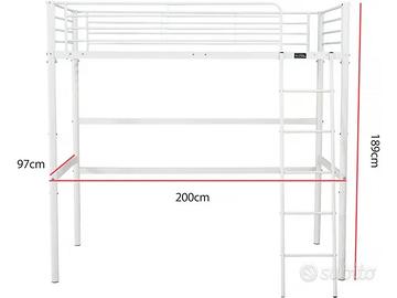 Letto a soppalco Ikea svarta + rete doghe