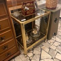 Carrello ottone vetro modernariato