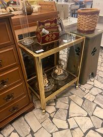 Carrello ottone vetro modernariato