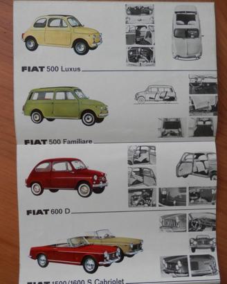 Fiat 50, 600, 1500 Cabrio, 2300 S Coupé, etc  1963