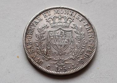 5 LIRE 1827 GENOVA CARLO FELICE –REGNO DI SARDEGNA