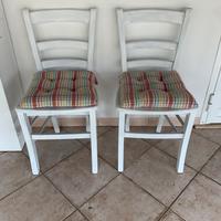 2 sedie bianche shabby legno