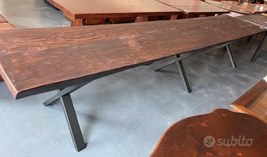 Tavolo rustico in legno cm 87 x 420