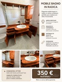 Mobile bagno in radica con specchio
