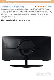 Triplo Samsung Monitor Gaming Odyssey G5