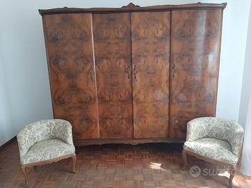 armadio 4 ante chippendale 1950, como' e comodini