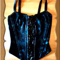 CORSETTO BUSTINO PIZZO RASO STRINGATO LACCI, NUOVO