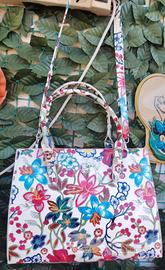 Borsa Marina Galanti a Mano e Tracolla.Fondo Bianc