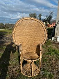 poltrona rattan vintage stile Emmanuelle anni ‘70