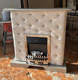 Camino elettrico velluto ecopelle legno spedizione