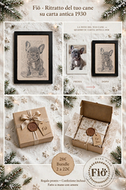 Ritratto Cane Gatto su Carta Antica - natale