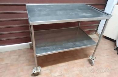 Carrello di servizio in acciaio 2 ripiani.