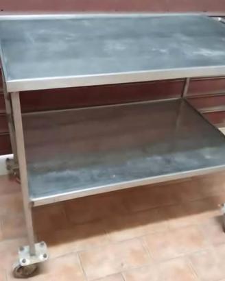 Carrello di servizio in acciaio 2 ripiani.