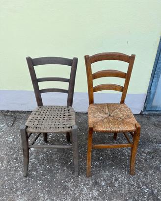 Sedie di legno impagliate