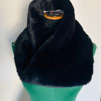 Collo pelliccia sintetica nera nuovo con etichetta
