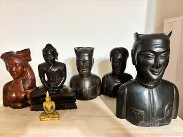 Lotto sculture etniche legno vintage