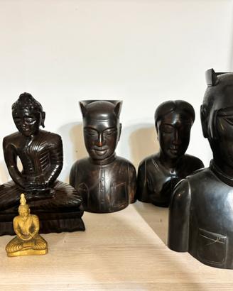 Lotto sculture etniche legno vintage