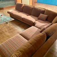 Divano grande angolare alcantara e stoffa