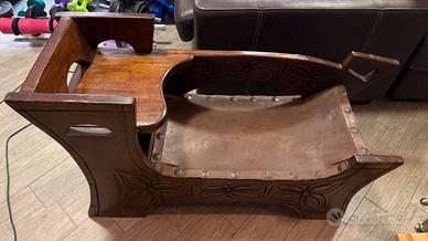 Sedia decorativa in legno massello e cuoio