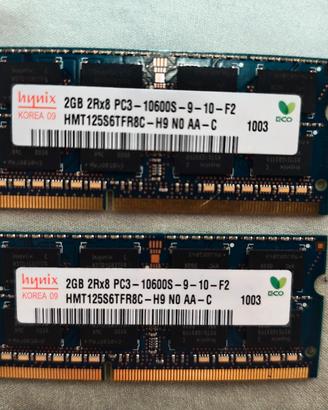 RAM SODIMM DDR3 4 GB 2X2 Funzionante 