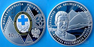 POLONIA 2009 ARGENTO 100 ANNI CROCE BLU