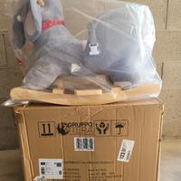 ELEFANTE DI PELUCHE E LEGNO A DONDOLO 