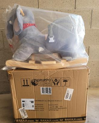 ELEFANTE DI PELUCHE E LEGNO A DONDOLO 