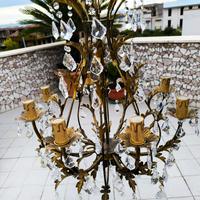 Lampadario ottone e cristalli con applique uguali