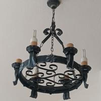 Lampadario rotondo ferro battuto 6 luci