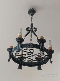 Lampadario rotondo ferro battuto 6 luci