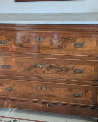 cassettone legno con piano in marmo