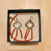 Orecchini e girocollo corallo