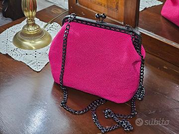 Borsa fucsia uncinetto tracolla clic clac