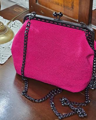 Borsa fucsia uncinetto tracolla clic clac