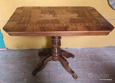 Tavolino rettangolare intarsiato Rolo raro