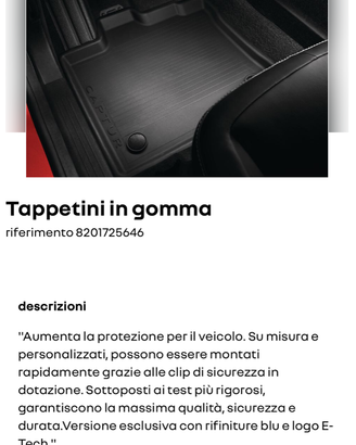 Tappetini in gomma Renault Captur