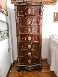 Settimino in radica e bronzo dorato,stile Luigi XV