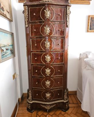 Settimino in radica e bronzo dorato,stile Luigi XV