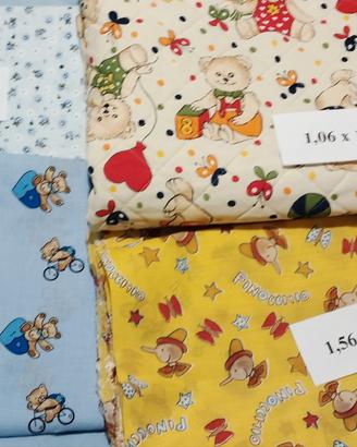 Tessuti per abbigliamento e arredamento bimbi.