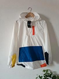 Giacca raincoat felpa bianca impermeabile XL