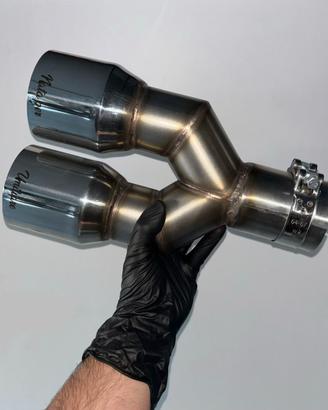 TERMINALE  Scarico Doppio Universale Auto in  Inox