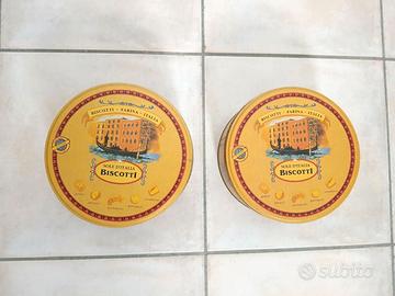 scatola cilindrica di latta con coperchio